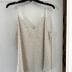 White and black polka dot tank